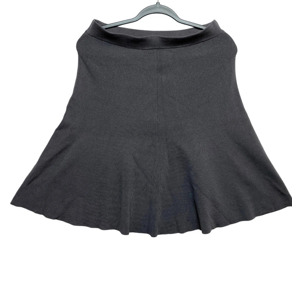 MM Lafleur New York Skirt Womens Large Gray Ribbed Flared Knit Viscose Nylon